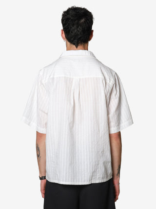 White Stripe Cuban Collar Shirt